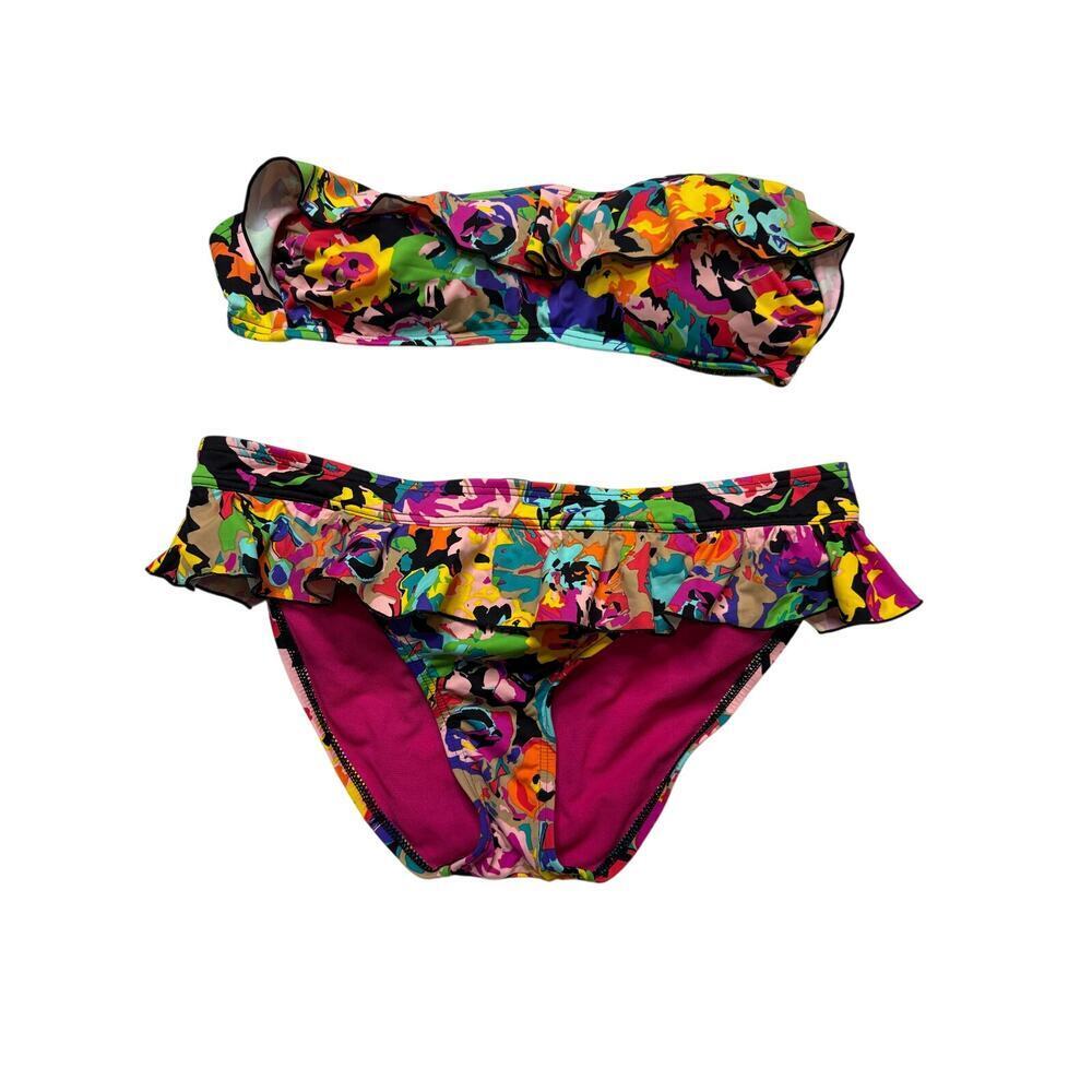 Kenneth Cole Reaction Floral Bandeau Bikini Set SZ S0